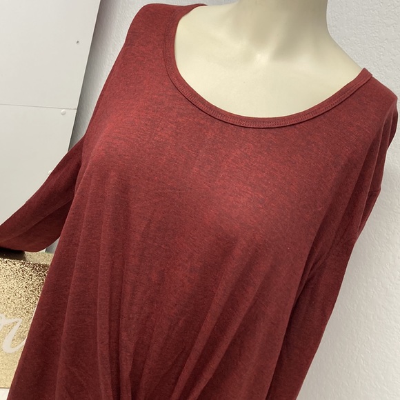 Umgee | Long Sleeve Burgundy Top, Side Knot Detail, Sz Med - Picture 5 of 10